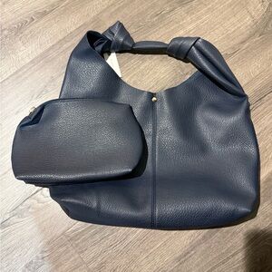 Navy Anthropologie Love Knot Slouchy Bag w/ Pouch